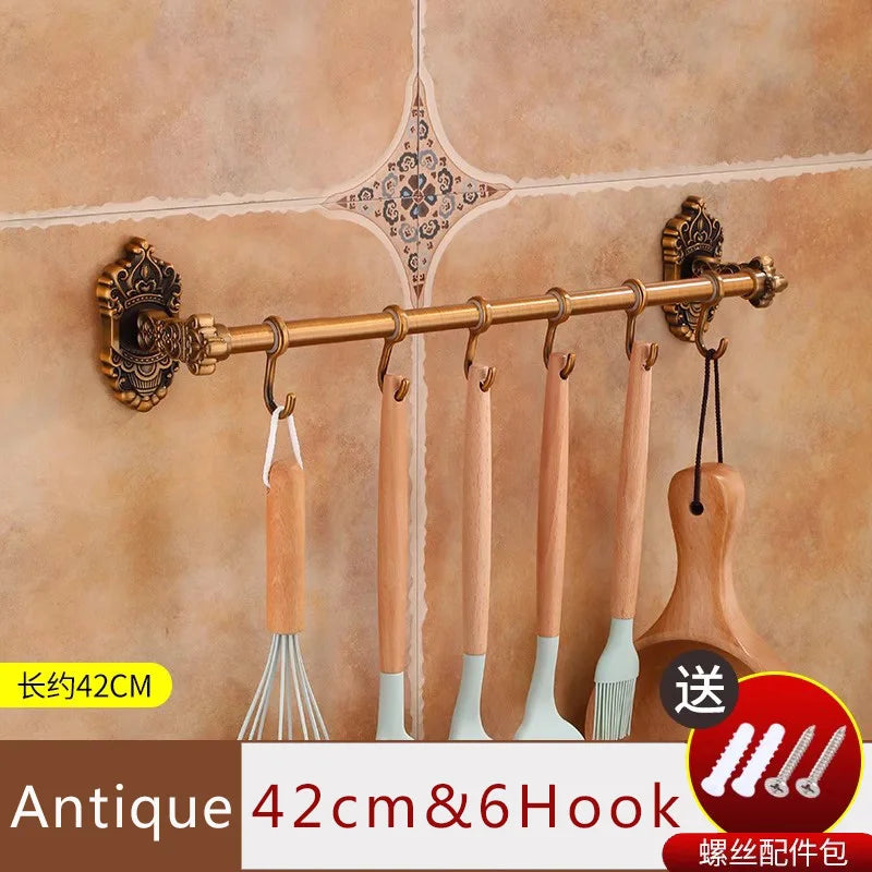 Wall Mounted Kitchen Storage Rack Shelves with Movable Hook Spoon Holder Organiser Kitchen Utensil Accessories Kitchen Tools