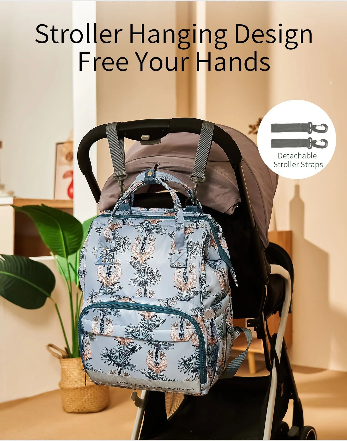 Nappy Bag Backpack Baby Essentials Travel Tote Multifunction Waterproof with Changing Station Pad Stroller Straps Big for Mommy