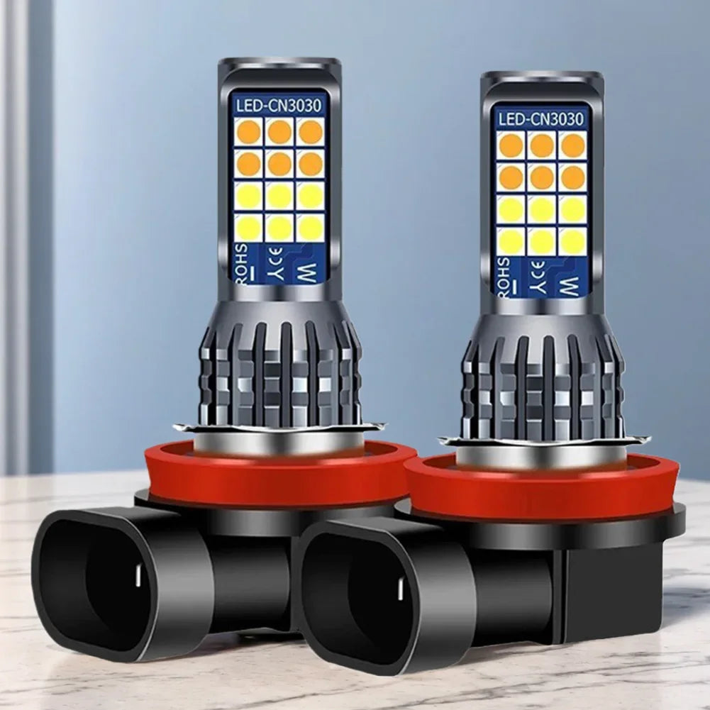 2Pcs Dual Color Car Fog Light Bulb DC 10-30V 35W H11 H8 Auto Fog Lamp 3000-6000K Car LED Fog Lamp Yellow White IP67 Waterproof