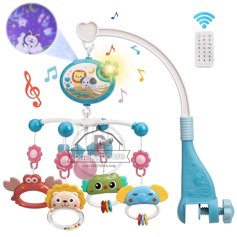 Musical Baby Crib Mobile – Light-Up Music Projection Toy with Remote Control for Infants 0–6 Months