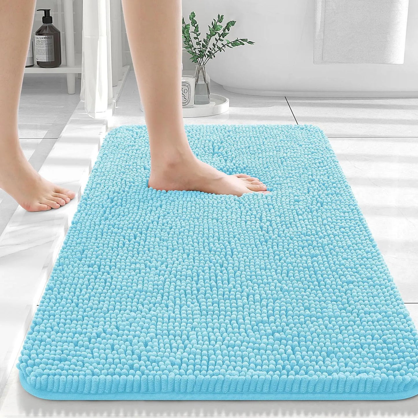 Homaxy Chenille Plain Hairy TPR Material Door Mat Indoor Non Slip Door Mat Dirt Trap Absorbent Mat Absorbs Water Bathroom Mat