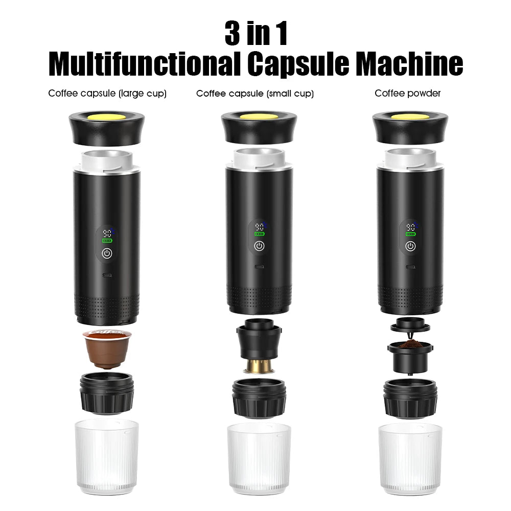 DENOKIN Portable Espresso Coffee Machine With Digital Display 3-in-1 Capsule Coffee Maker