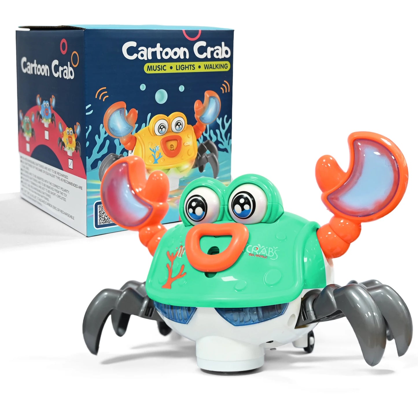 Crawling Crab Toy with Lights and Music – Interactive Electronic Pet with Obstacle Avoidance for Babies