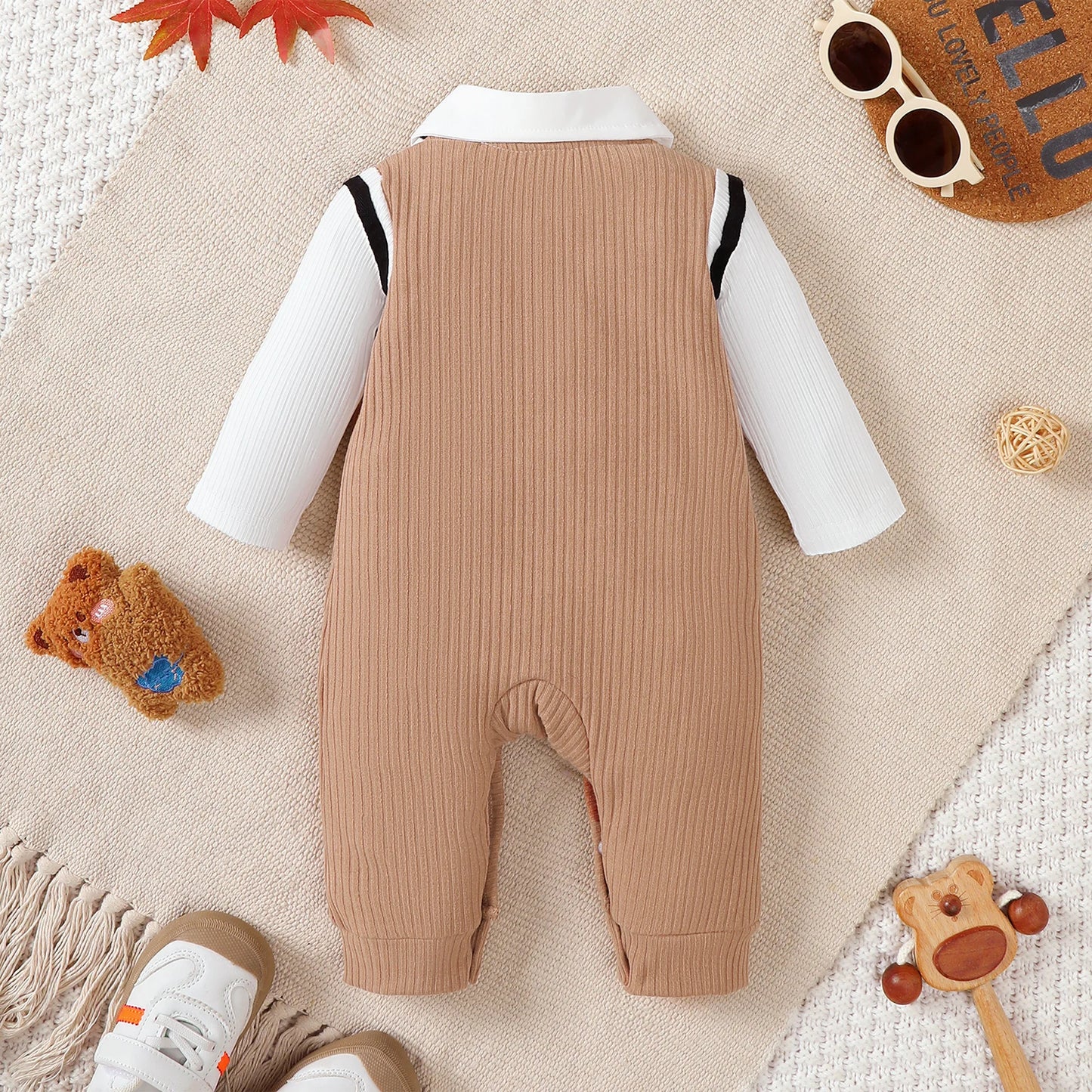 New Gentlemen Romper with Tie Short Sleeved Baby Onesie Summer Daily Wear Jumpsuit Birthday Clothing for Toddler Boy 1-18 Months