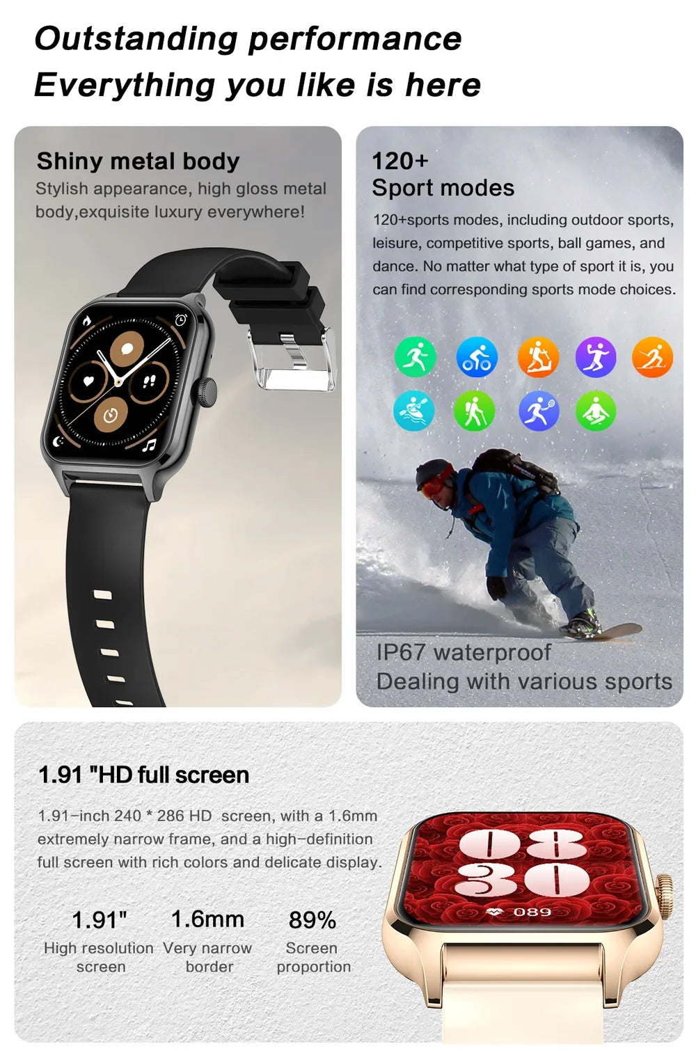 2025 Smart Watch Women 2.01" Full Touch Screen Heart Rate Tracker Bluetooth Call Waterproof Sport Smartwatch Men for Android IOS
