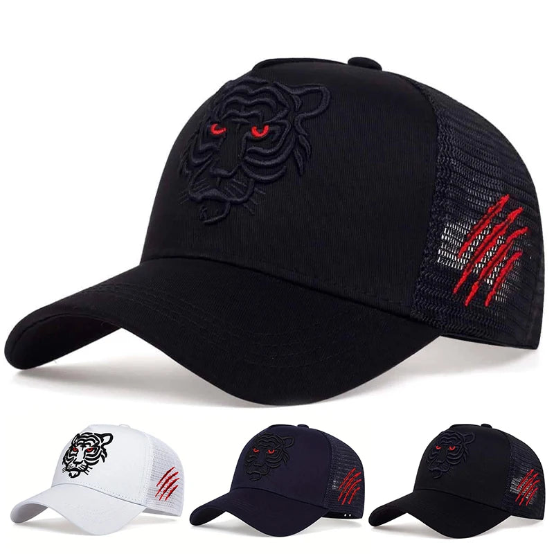 1piece Unisex Tiger Head Embroidery Baseball Caps Spring and Autumn Outdoor Adjustable Casual Hats Sunscreen Hat ﻿