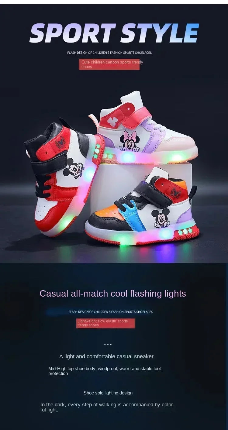 Mickey Mouse LED Shoes – Fun Casual Trainers with Light-Up Soles