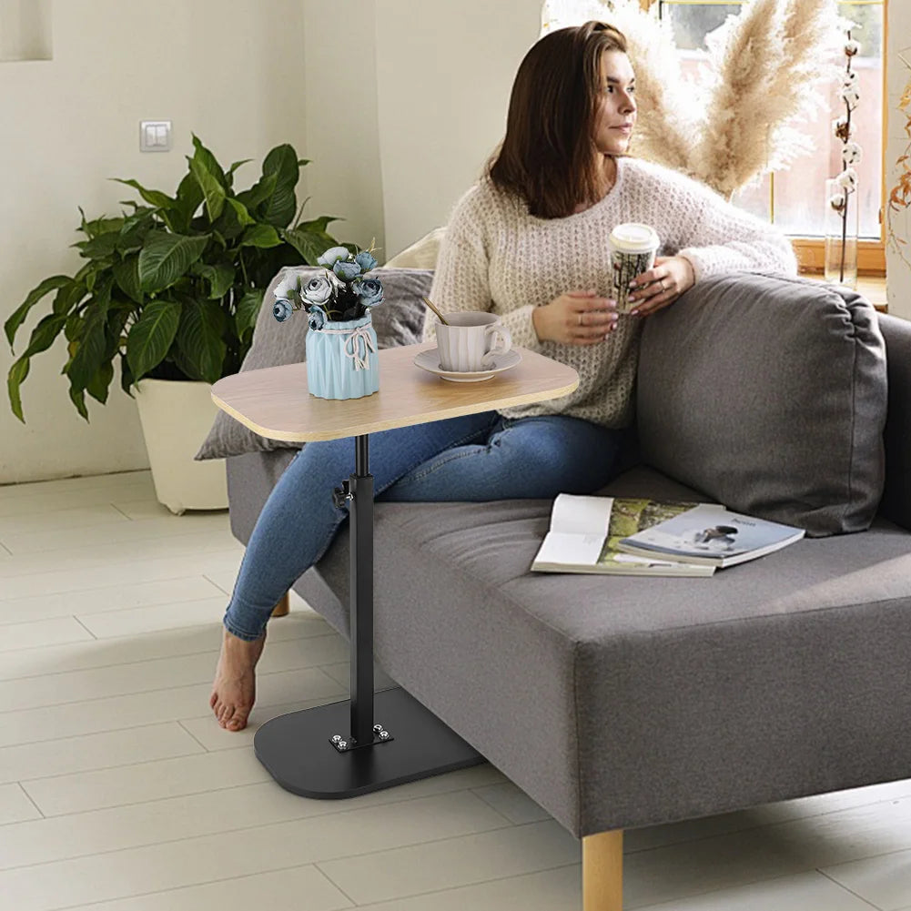 C Shaped Side Table Portable Corner Table 360°Swivel & Flip Top C Shaped End Table for Couch Laptop Stand Coffee Drink Table