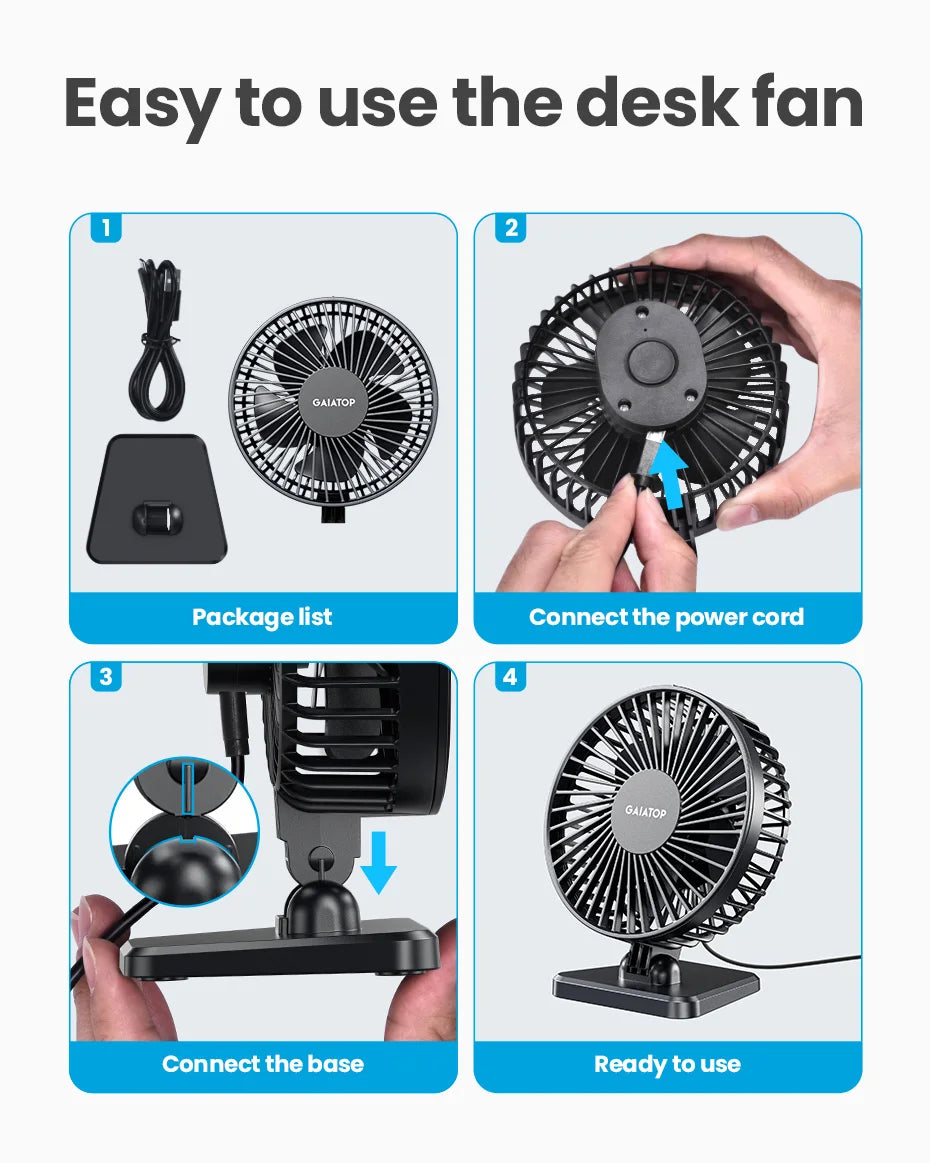 GAIATOP Mini USB Desktop Portable Fan