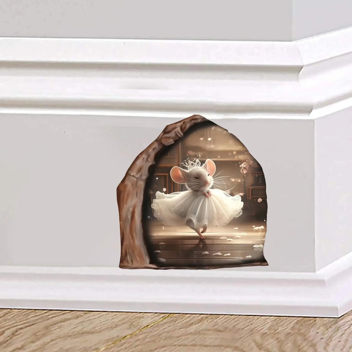 6pcs Different 3D Mouse Hole Wall Stickers for Corner Stairs