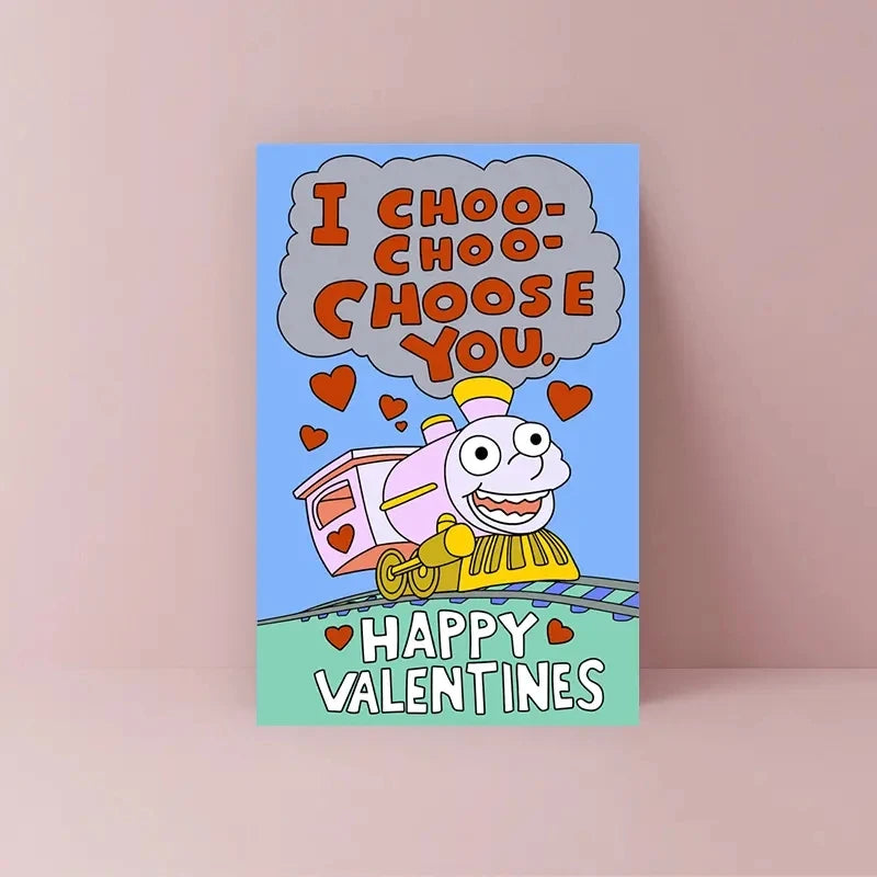 1PC Cute Valentine Day Card Funny Anniversary Card For Boyfriend Girlfriend"I Choo Choo Choose You" Greeting Card for Him Her