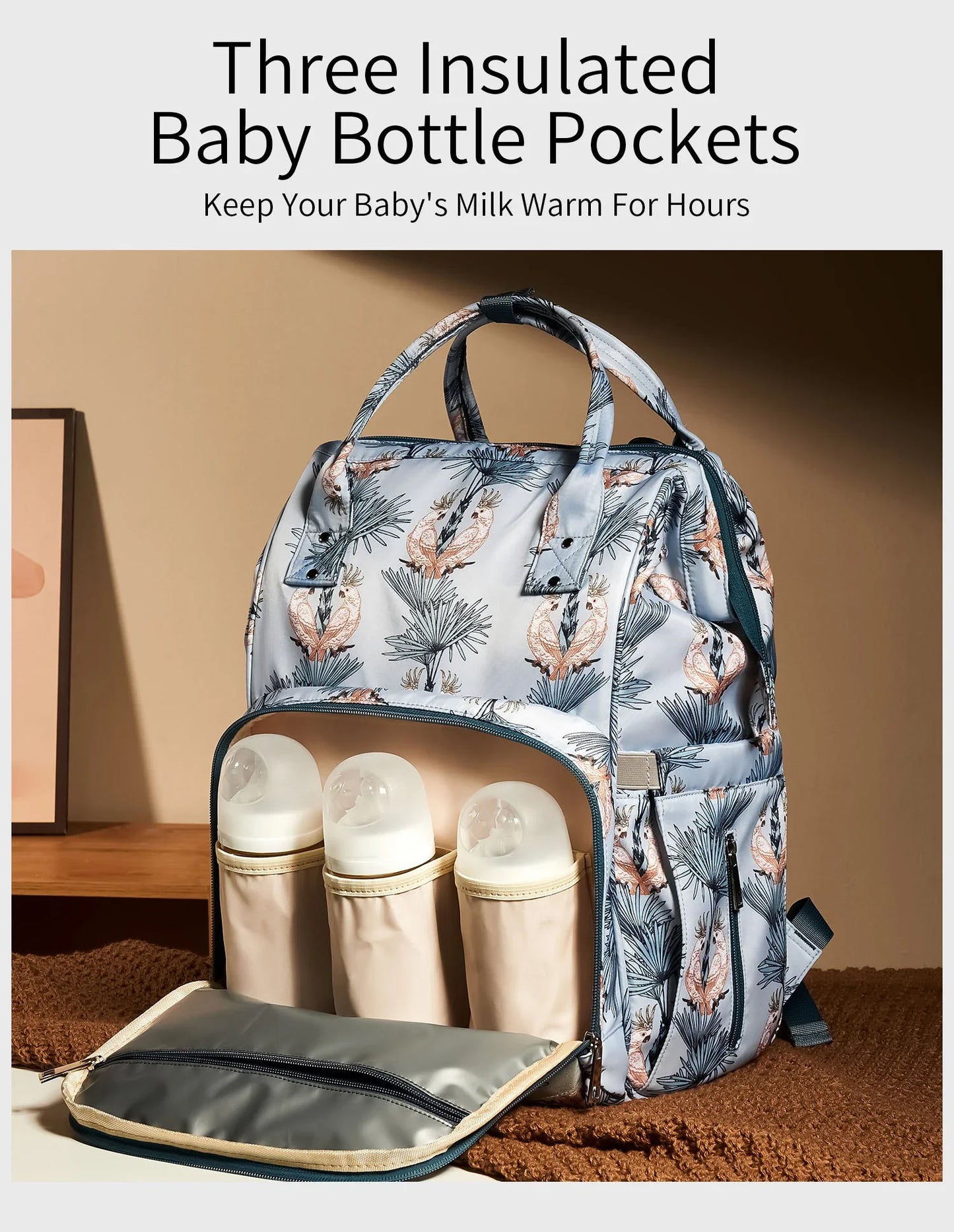 Nappy Bag Backpack Baby Essentials Travel Tote Multifunction Waterproof with Changing Station Pad Stroller Straps Big for Mommy