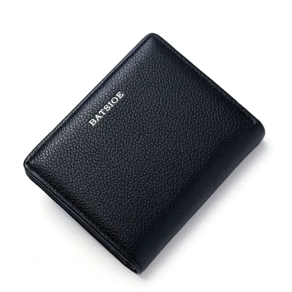 Fashion PU Leather Short Wallet Large Capacity Solid Color Card Holder Thin Women's Handbag Student Men Small Purse Mini Clutch