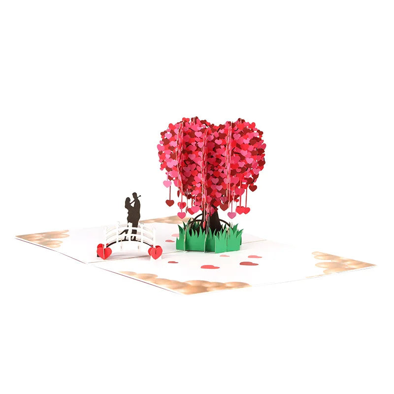 Love Postcard 3D Pop UP Greeting Cards Wedding Birthday Anniversary for Couples Wife Husband Handmade Valentines Day Gift