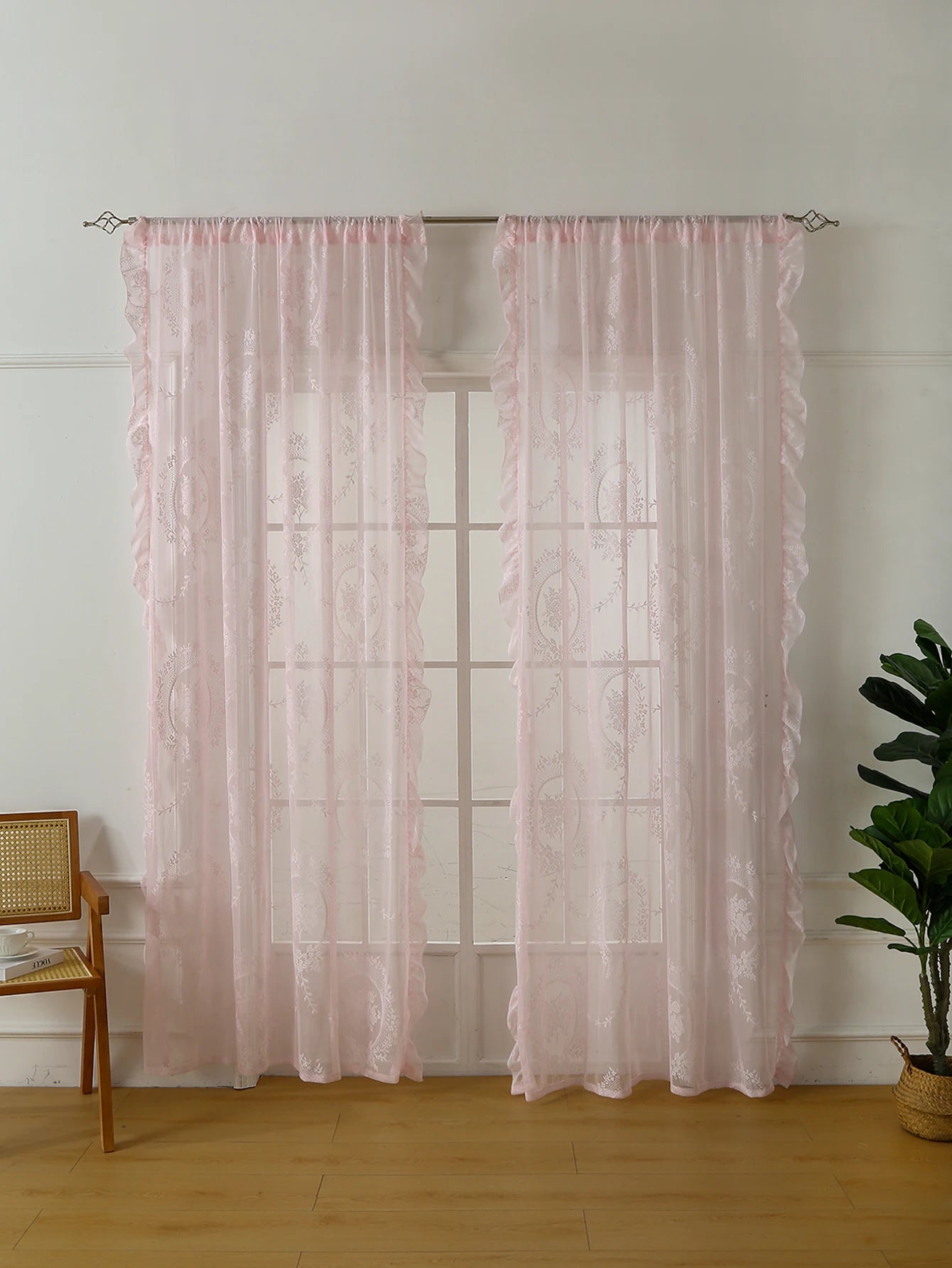 78" Pink Lace  Curtains
