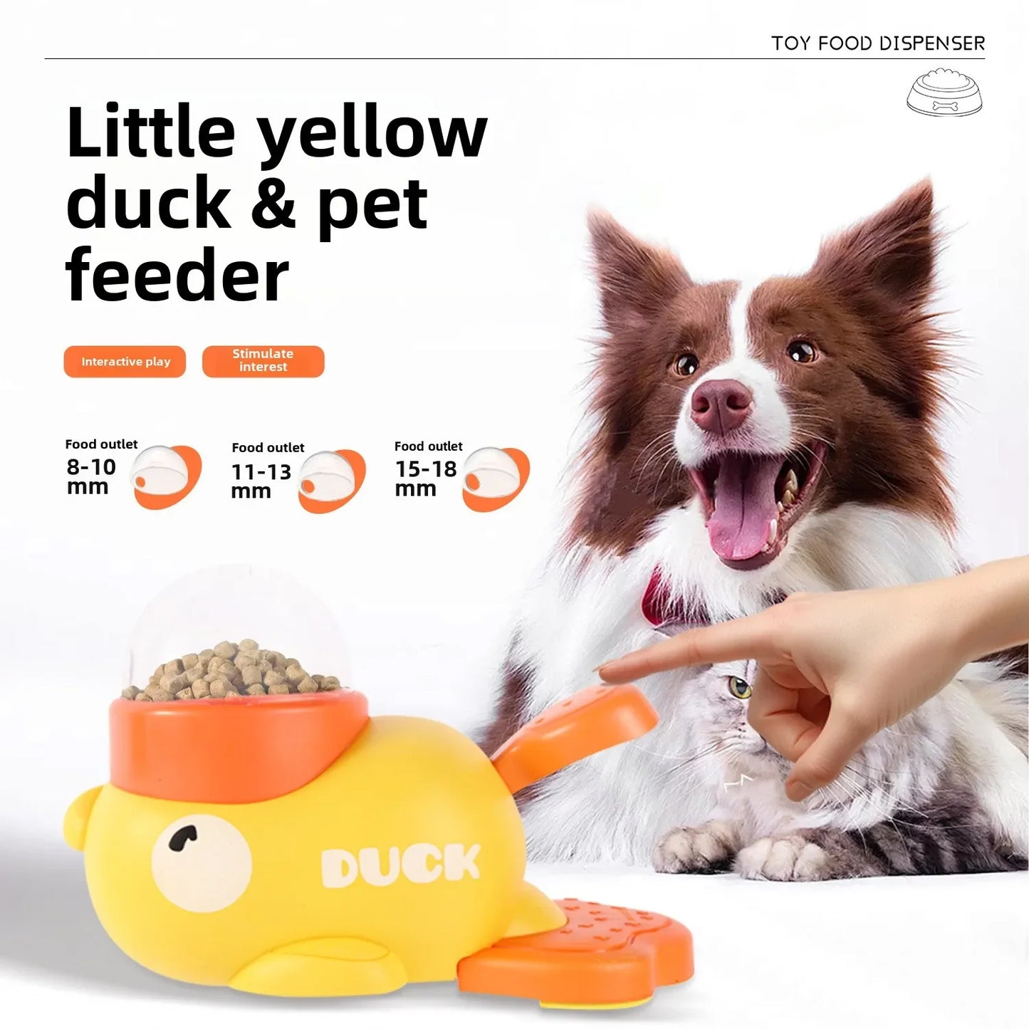Yellow Duck Interactive Dog Food Dispenser Feeder for Cats Durable Plastic Training Toys Cat Accessories Puzzle Pet Automatic