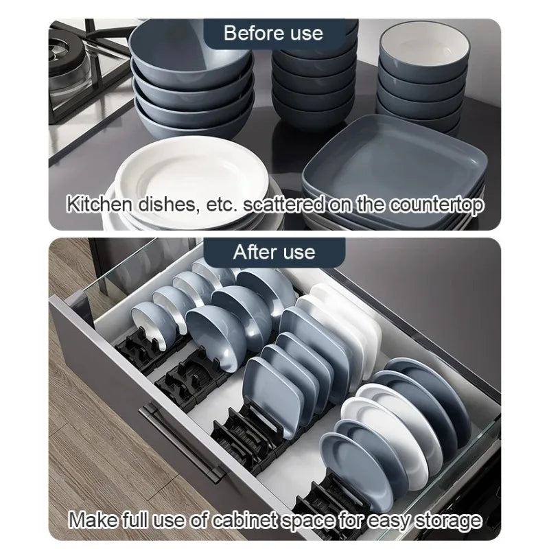 Retractable Drawer Bowls Plate Storage Holder Shelves Countertop Sink Supplies Shelf Kitchen Under Cabinet Adjustable Dish Rack
