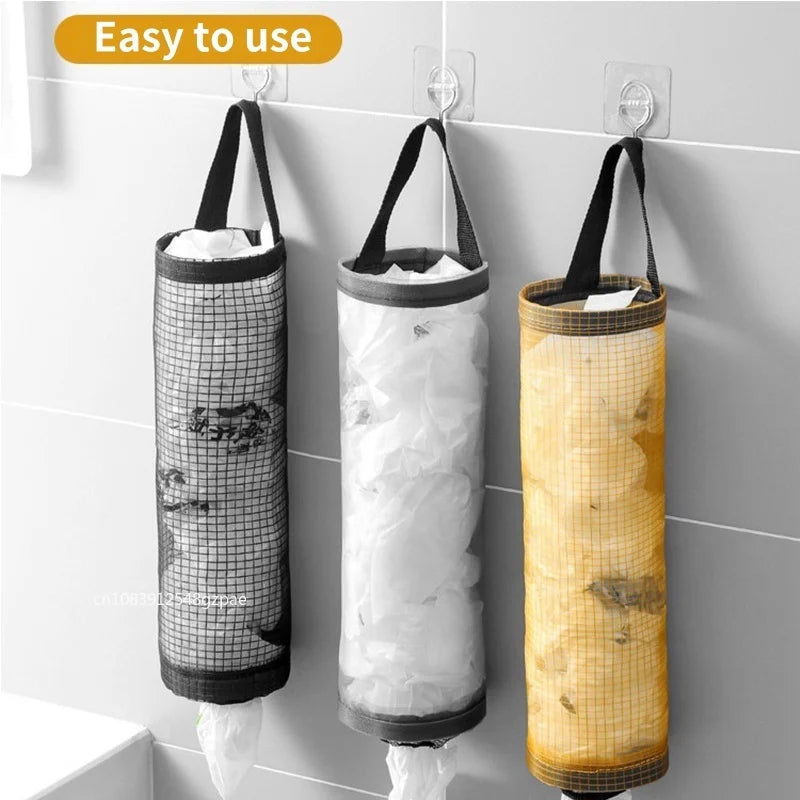 Hanging Plastic Bag Dispenser, Wall-Mounted Kitchen Storage Organiser