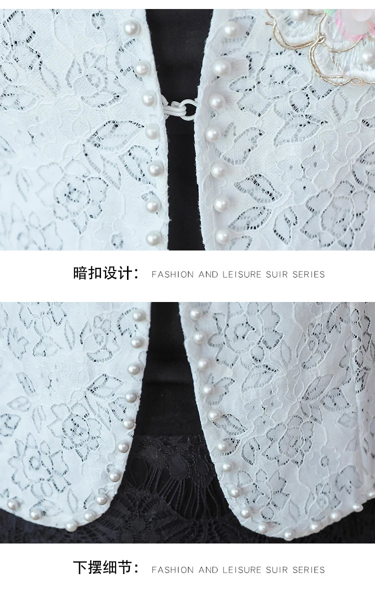 Short Lace  Long Sleeve Embroidery Cardigan