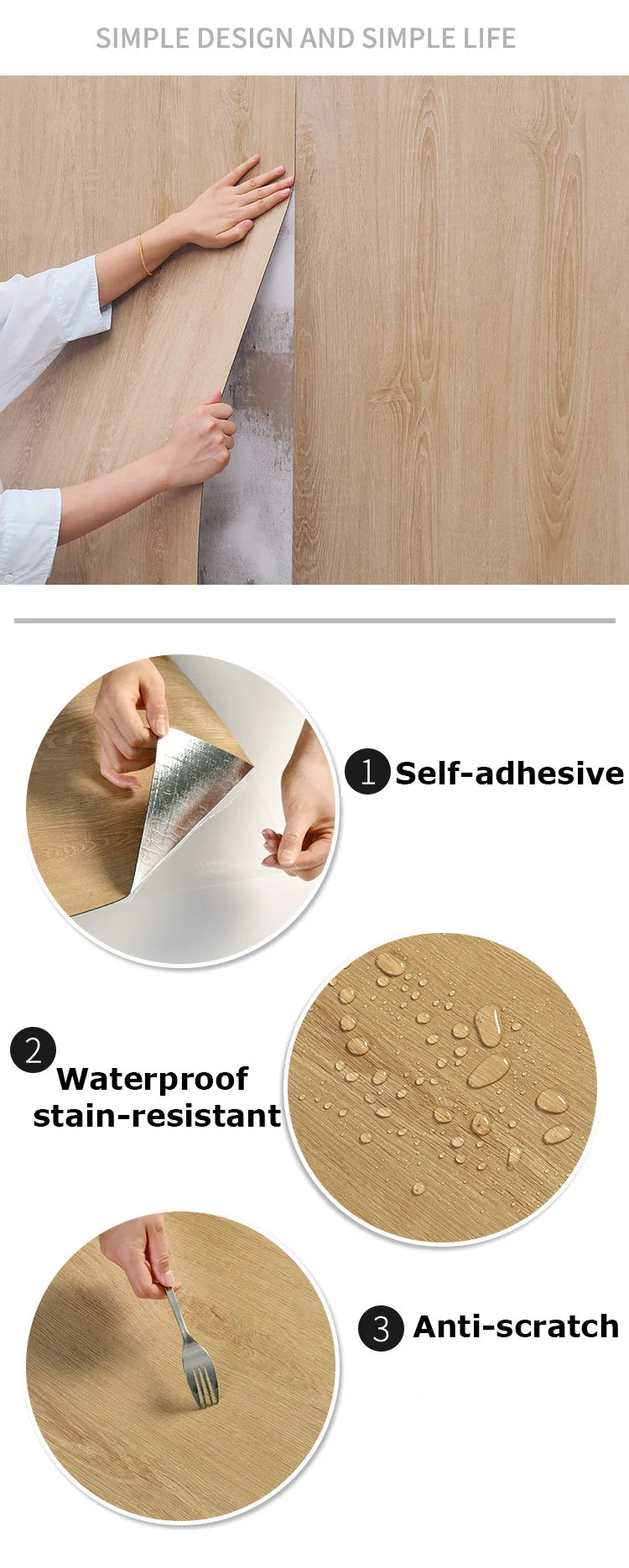 3M/10M Wood Grain Floor Stickers Anti-solid Wood Moisture-proof Waterproof Home Decoration Cabinet Renovation Home Wallpaper