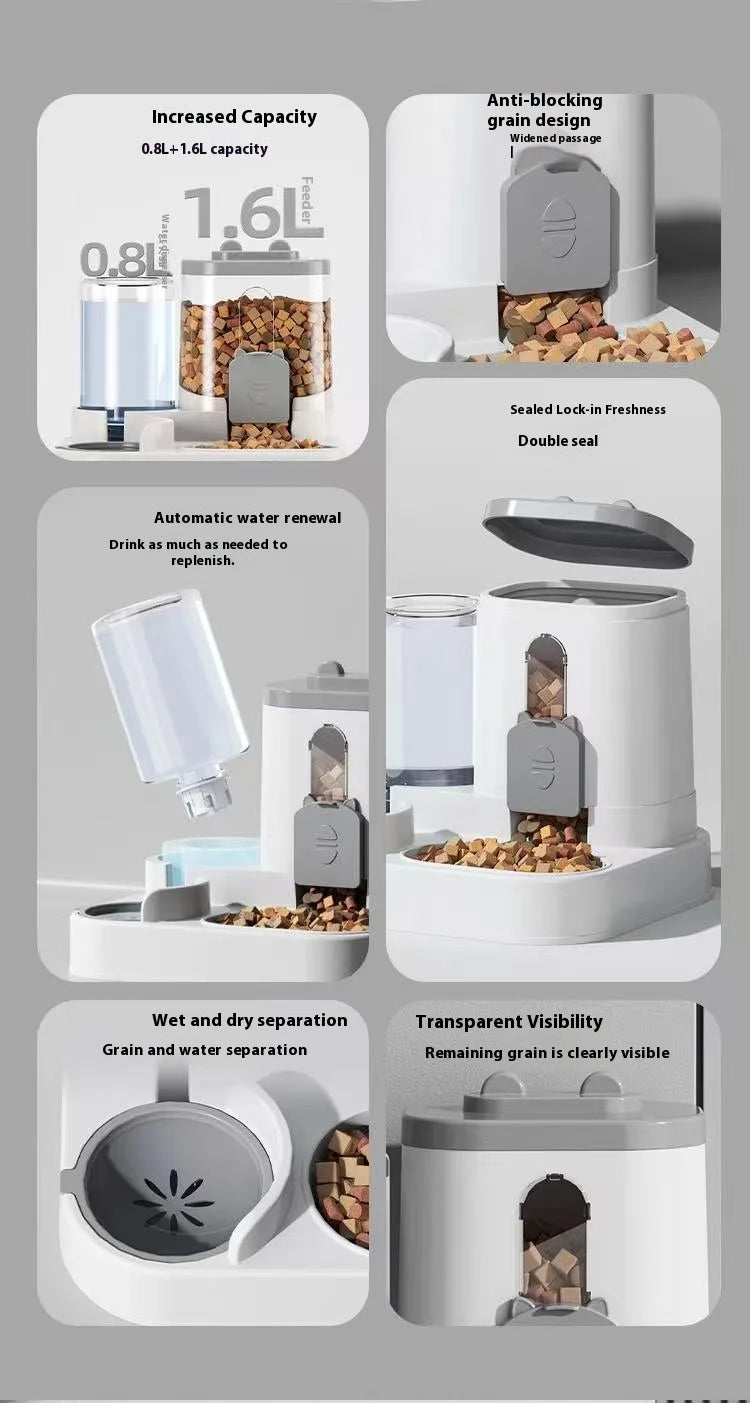 2-in-1 Integrated Fully Automatic Water & Food Dispenser
