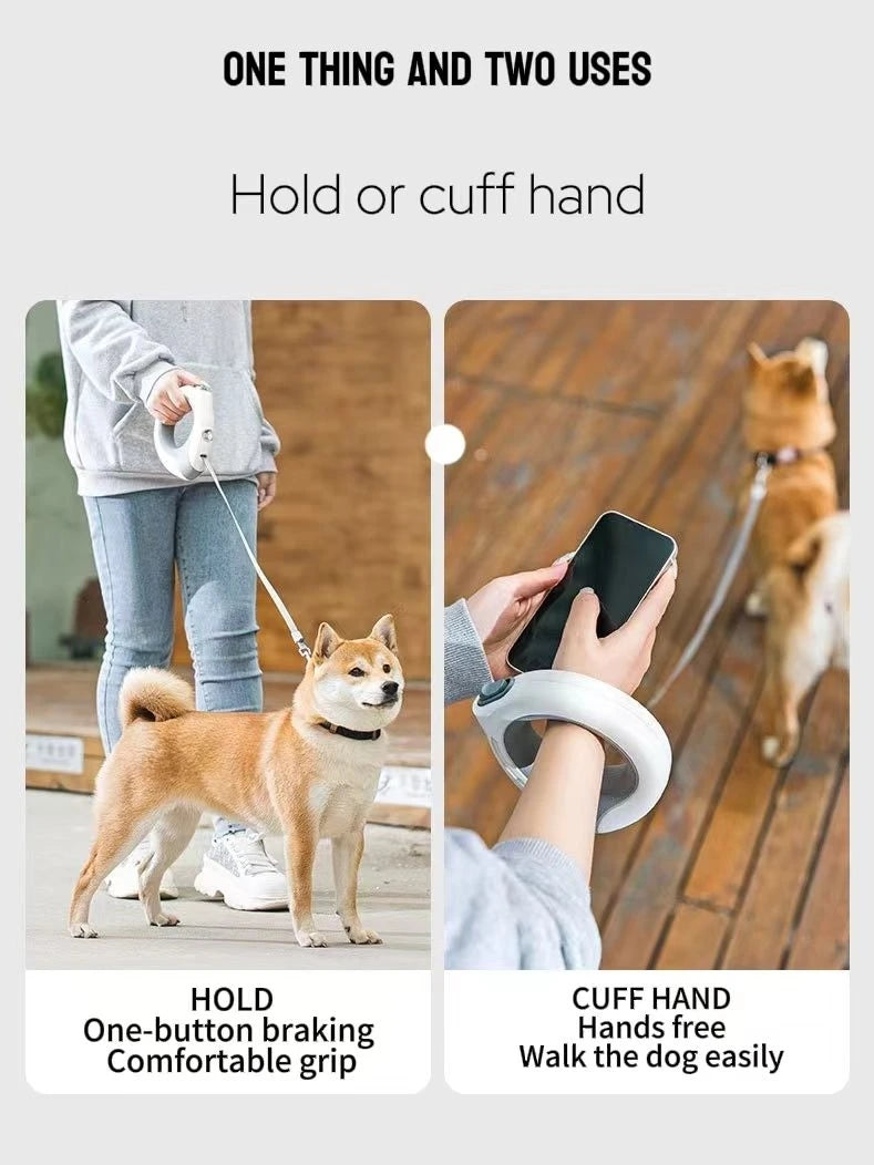 Automatic 3M Dog Leash with Flashlight LED Streamer Roulette Automatic Retractable Nylon Rope for Cat Walking Running Lead