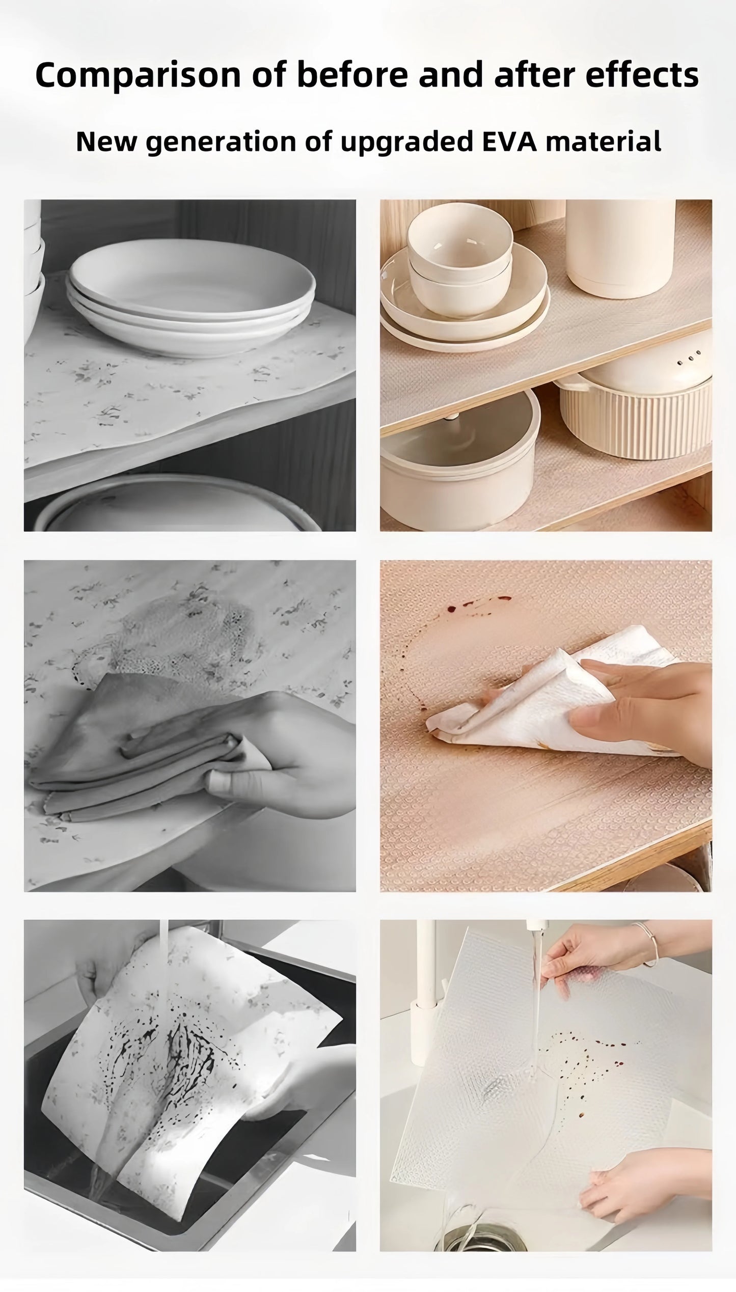 Water Drop Pattern Kitchen Cabinet Liner Eva Waterproof Refrigerator Mat Placemat Non-Sticky Easy to Clean Drawer Liner Moisture-Proof and Mildew-Proof