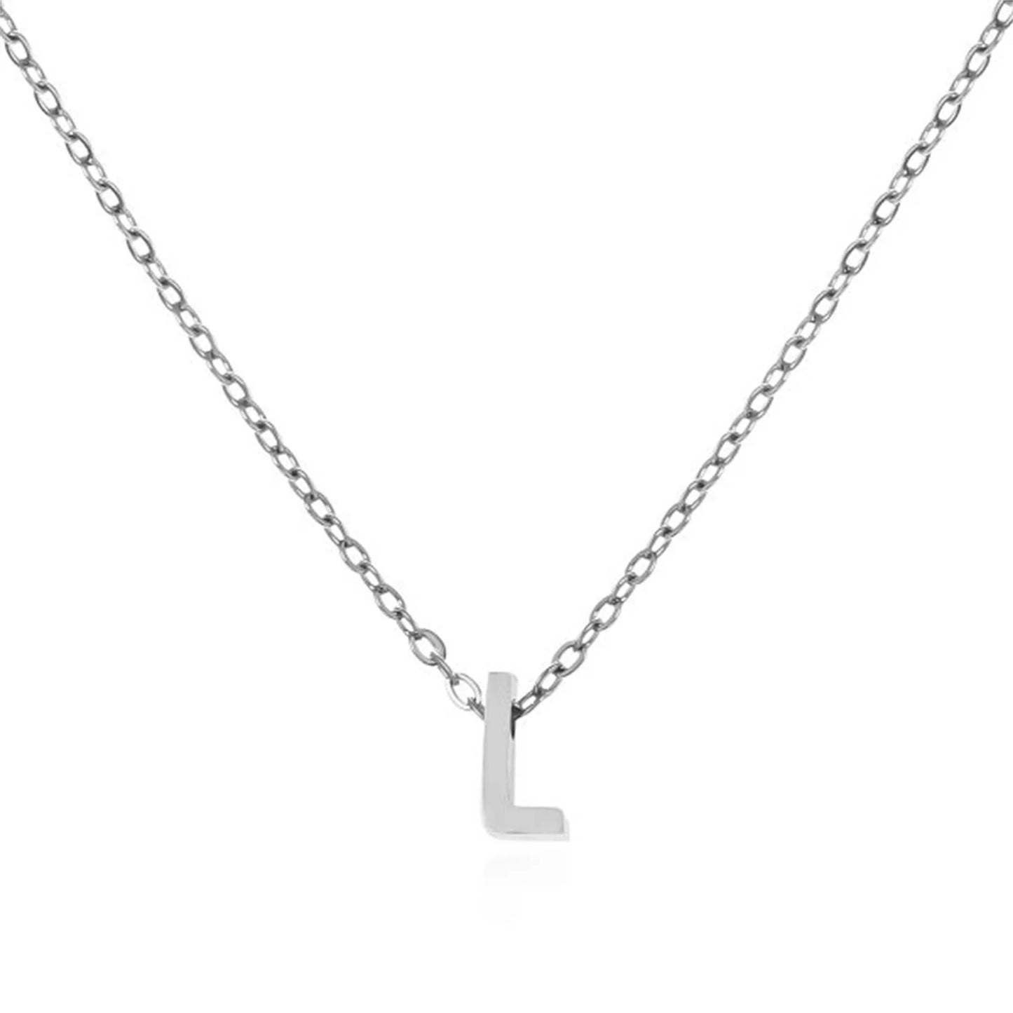 Silver Color Tiny A-Z Initial Letter Necklace for Women Stainless Steel 26 Alphabet Name Pendant Necklaces Jewelry Birthday Gift