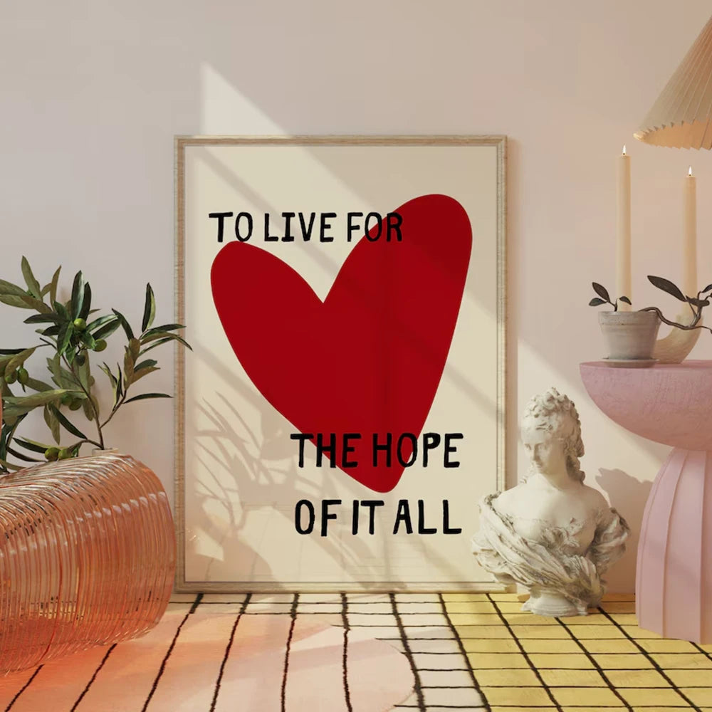 Modern Love To Live For The Hope OfIt Poster Quotes Wall Art Prints Canvas Painting Picture Living Room Home Decor