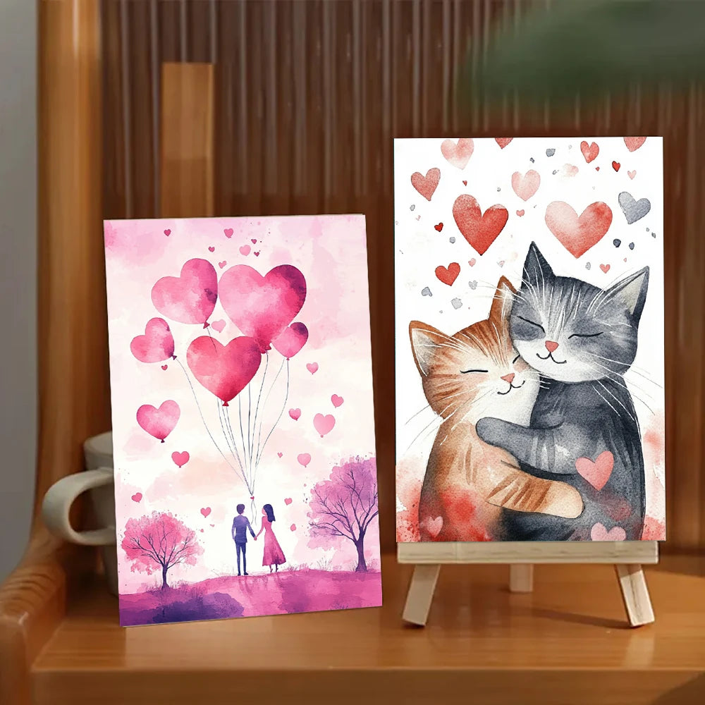 32pcs Valentine's Day Animal Postcards, Love Gift Cards, Christmas Gifts, Living Room Decor, Bedroom Decoration, High-Quality