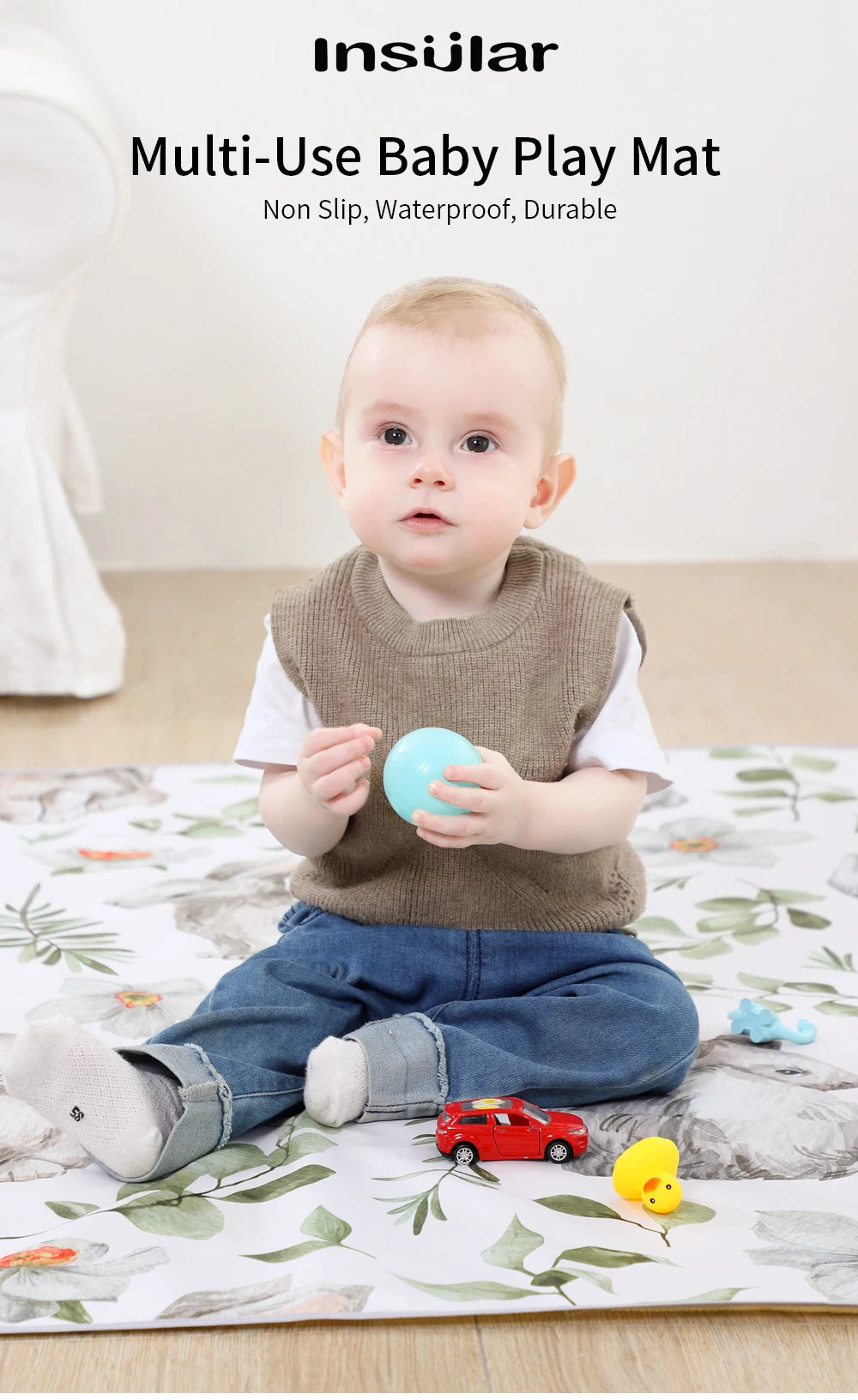 INSULAR Children's Carpet Baby Play Mat Nursery Climbing Pad Foldable Anti-slip Waterproof Durable Portable Educational Activity