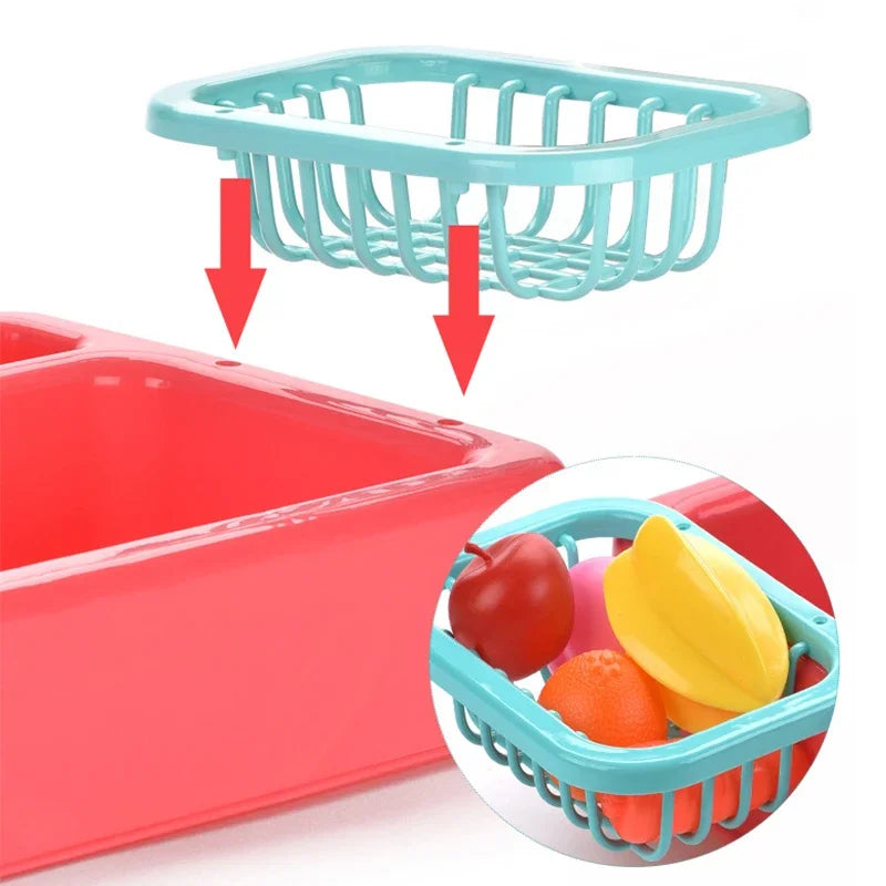 Kids Kitchen Toys Pretend Simulation Electric Dishwasher Child Kitchen Wash Basin Sink Role Playing Toys for Kids Girls Gifts