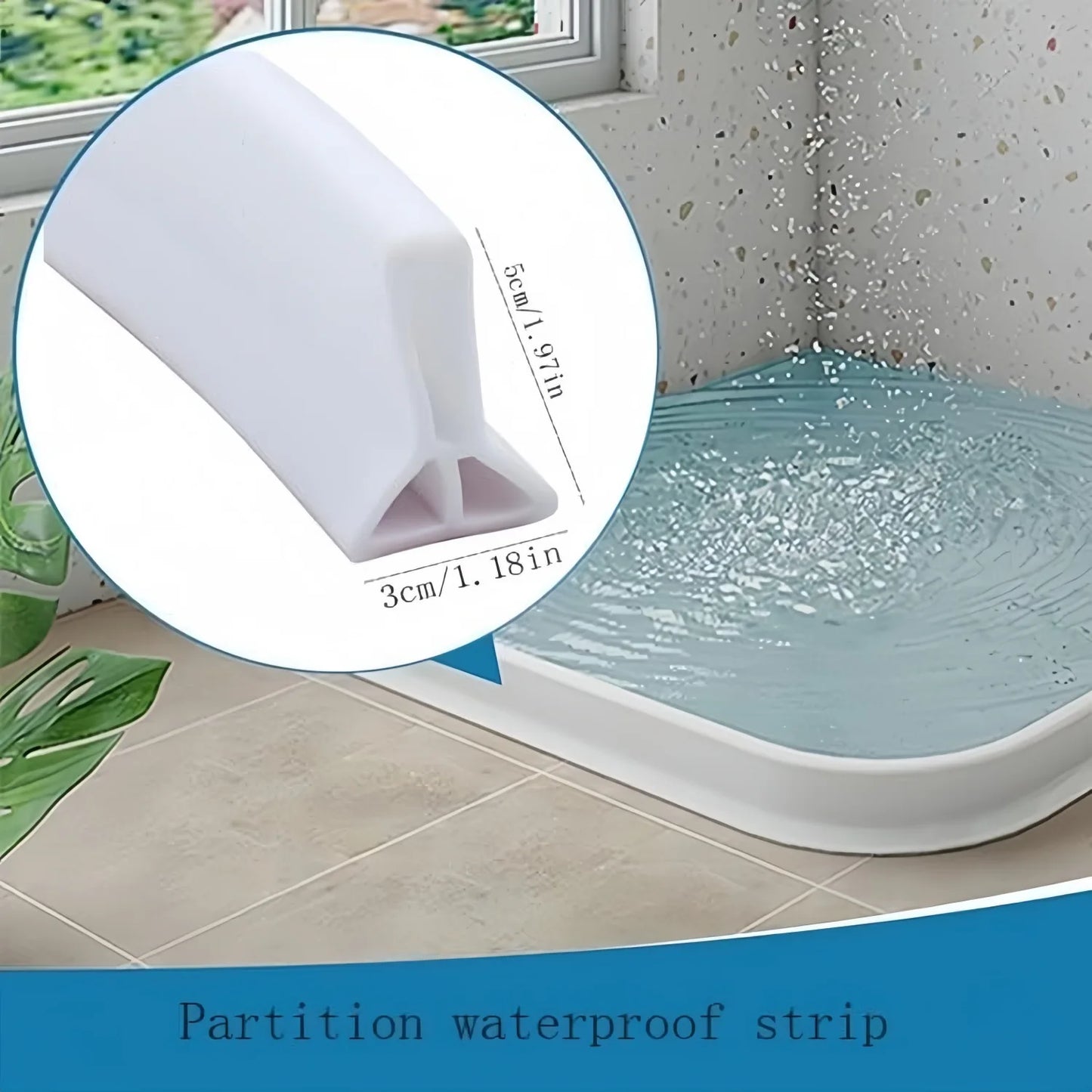 Shower Water Barrier Collapsible Self Adhesive Silicone Strip Trim Splash Guard Bendable Shower Threshold Water Barrier