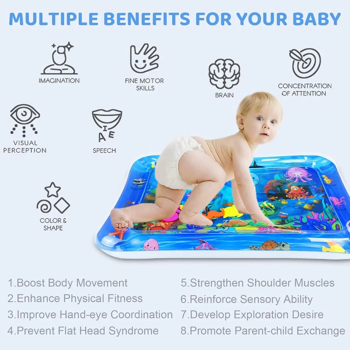 Pet Water Play Mat Cat Water Sensory Play Mat Baby Water Absorbent Play Mat Swimming Ring Crawling Mat Thickened Cat Toys