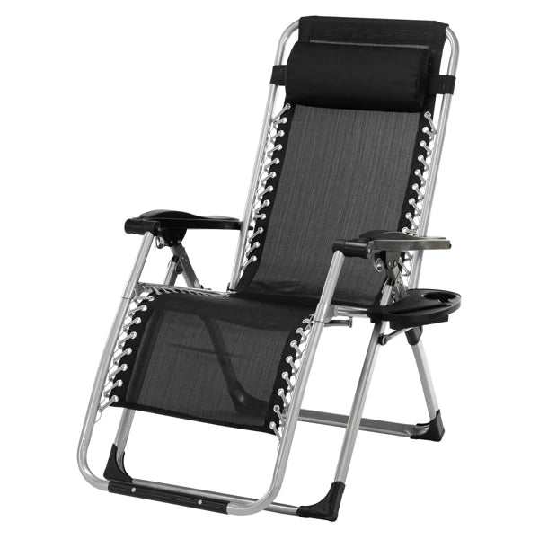 Infinity Zero Gravity Chair with Pad, Patio Chairs with Pillow and Utility Tray Adjustable Folding Recliner for Deck,Patio,Beach