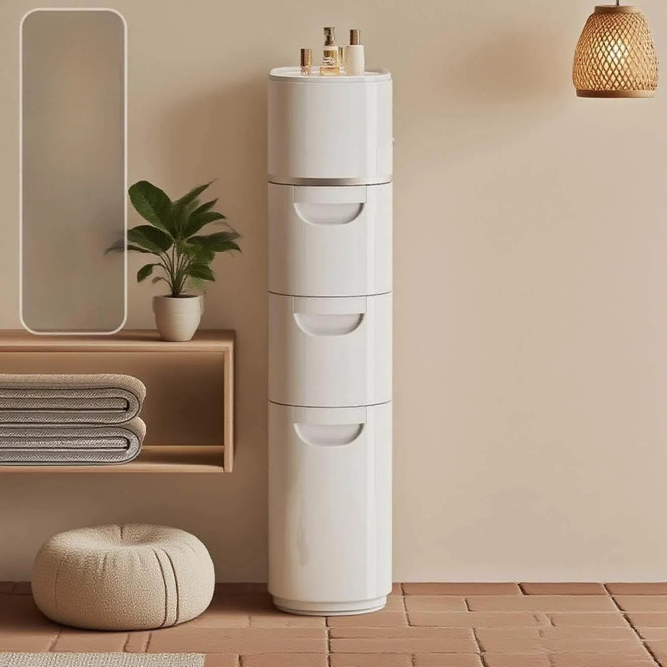 Bathroom Bedroom Narrow  Floor Standing Storage Rack No Installation Required Bathroom Organizer Bedroom Storage Solution