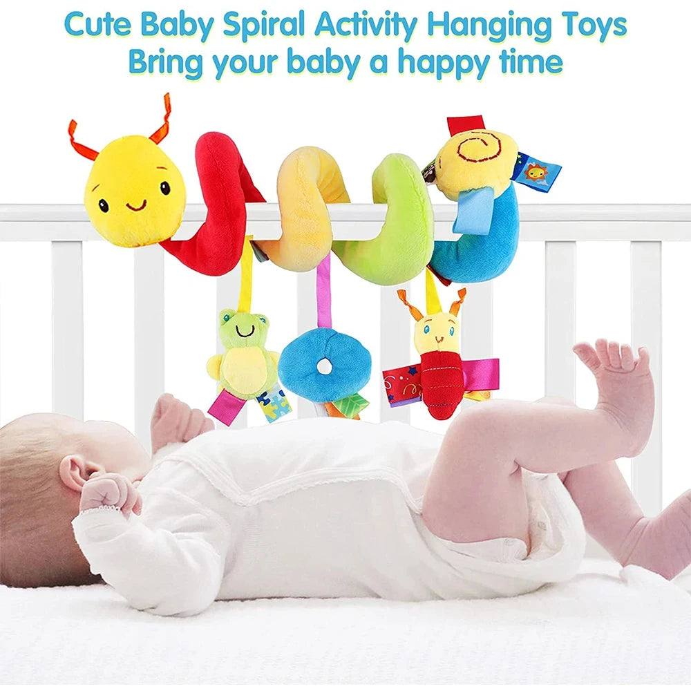 Cute Musical Spiral Hanging Toy – Activity Rattle for Crib, Stroller, and Car Seat for Babies