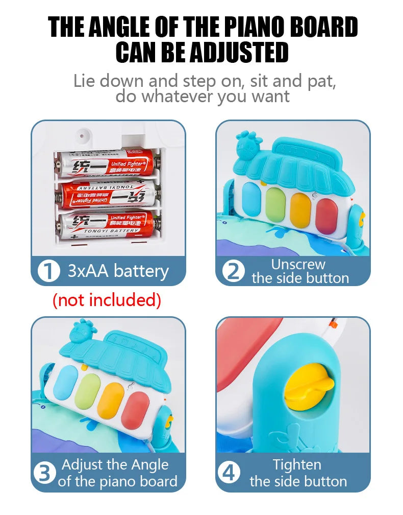 Baby Activity Gym Music Rack Early Education Toy Gifts Newborn 0-36 Months Piano Keyboard Infant Crawling Blanket Pedal Play Mat