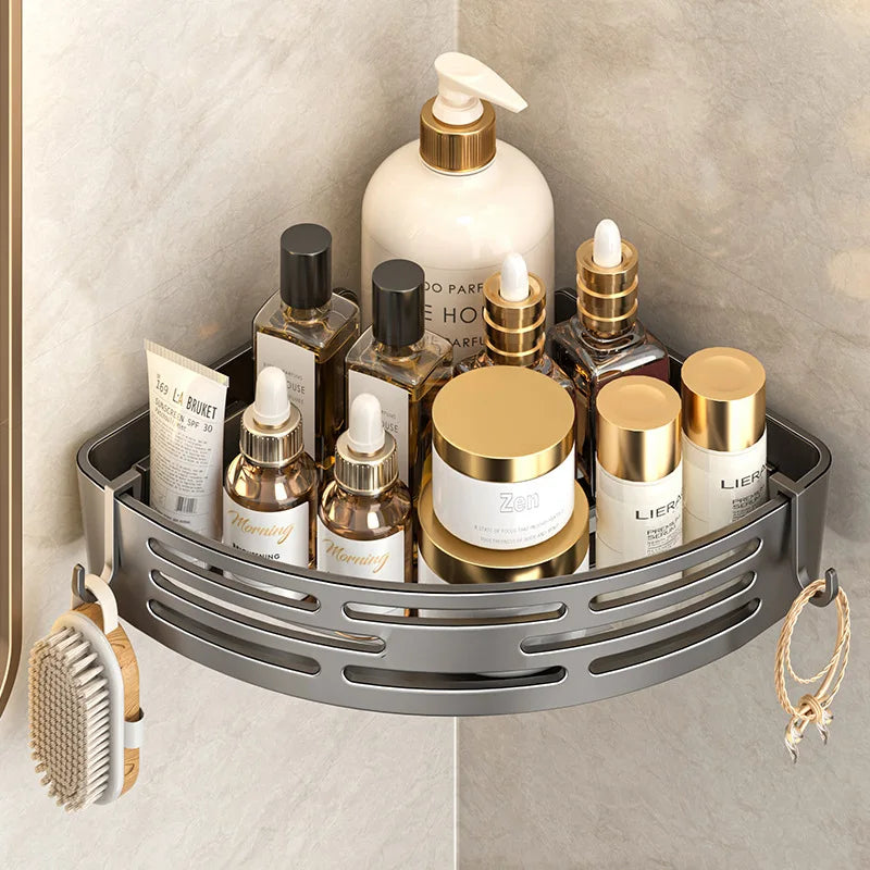 Modern Bathroom Corner Organiser Rack Self Adhesive Shower Shelf For Cosmetics Toiletries Storage Valentines Day Gift Home Decor