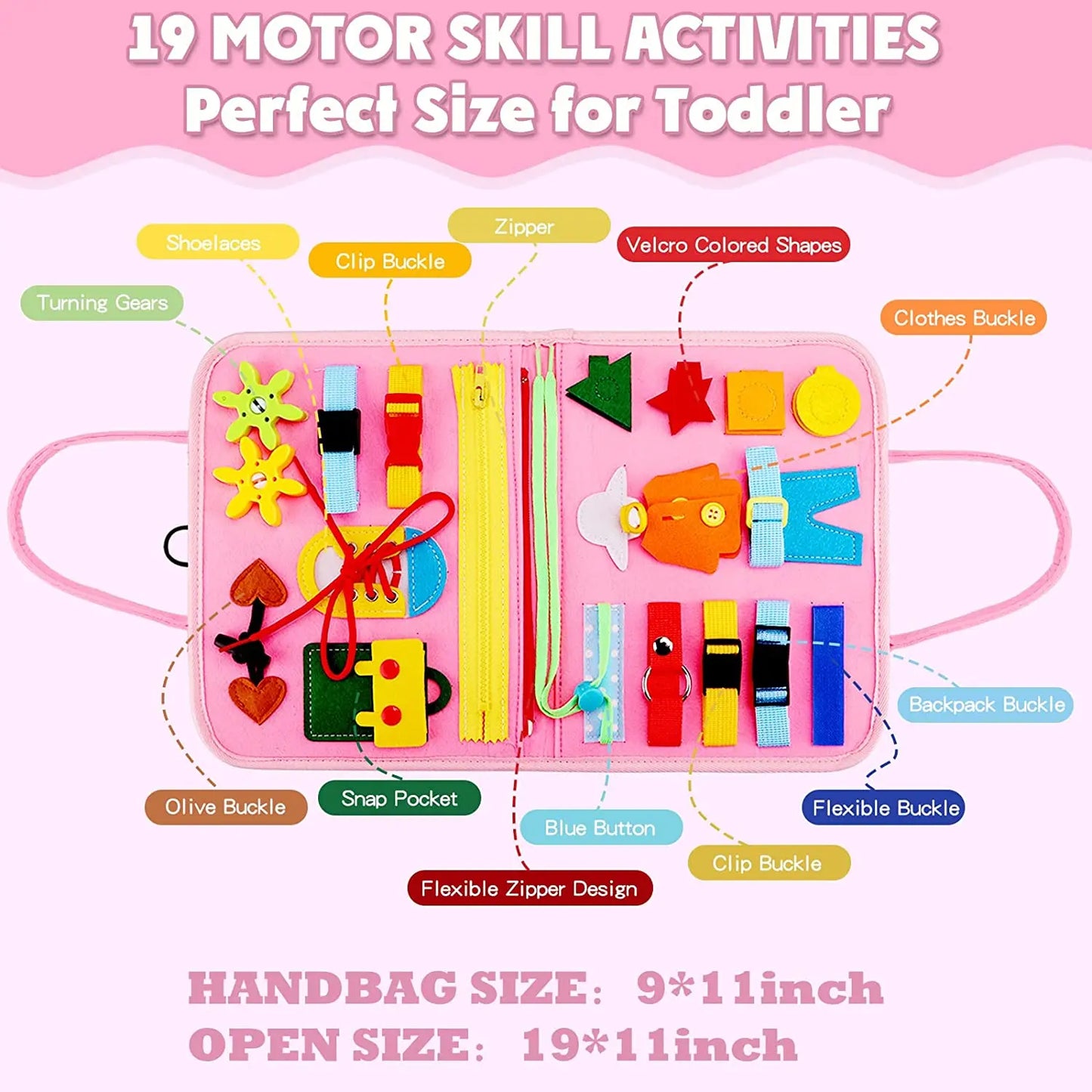 Busy Board Montessori Toys For Toddler Sensory Learning Fine Motor Skills Toys EducationalTravel Activity For Xmas Kids Gifts