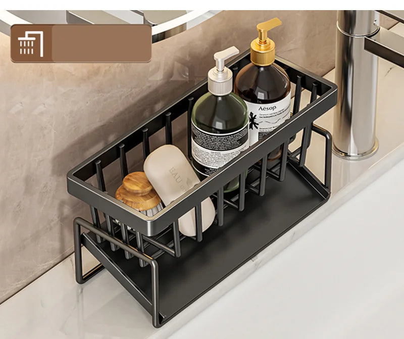 Sink Cleaning Tools Storage Rack Kitchen Multifunctional Stainless Steel Drain Rack for Sponge Cleanser Organiser Rag Hanger