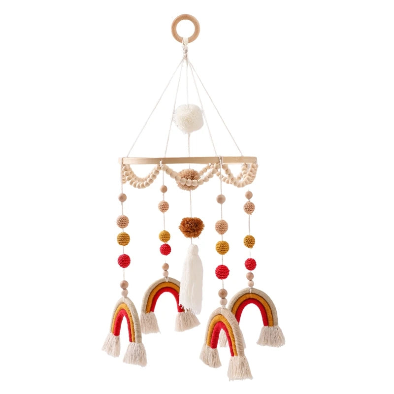 Baby Toys Wooden Rattles Nordic Style Rainbow Infant Crib Mobile Bed Bell Room Decor Kids Musical Hanging Toy Birthday Gifts