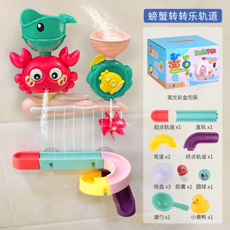 Baby Bathtub Water Play Set Rotating Sprinkler Kids Bath Toys Games for Bath Toddler Bathroom Suction Cup Shower Toys for Infant