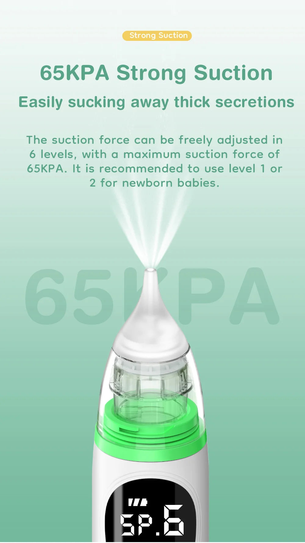 MAMIJOY Baby Electric Nasal Aspirator Nose Suction Device＆Food Grade Silicone Mouthpiece 6 Suction Modes and Soothing Music U94
