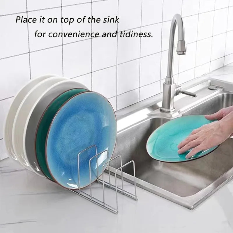 Stainless Steel Dish Storage Rack Desktop Drain Rack Household Bowl Rack Plate Rack Save Space Kitchen Dish Organiser