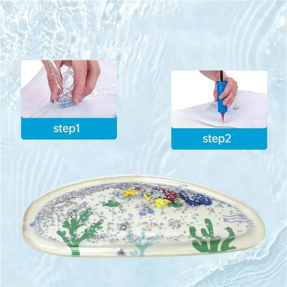 Water-Filled Crawling Mat with Snap-On Feature Instant Response Pad for Babies Developmental Play Mat with Sound Effect