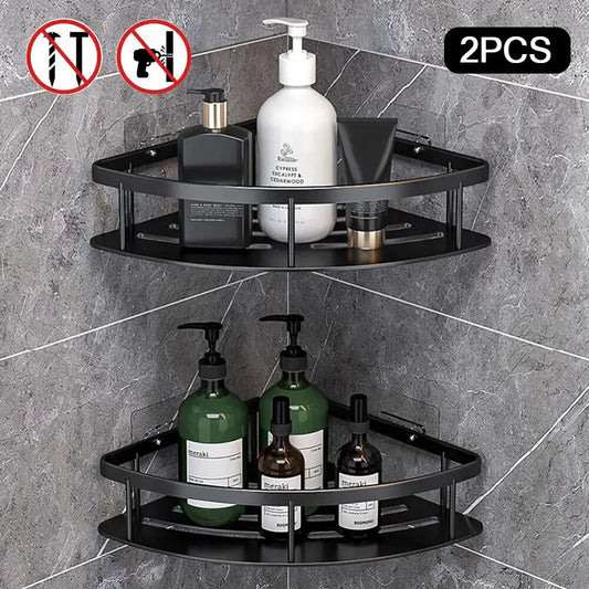 Bathroom Corner Shower Caddy Shelf Storage Rack 2 Tier Wall Tray Organiser HOT.