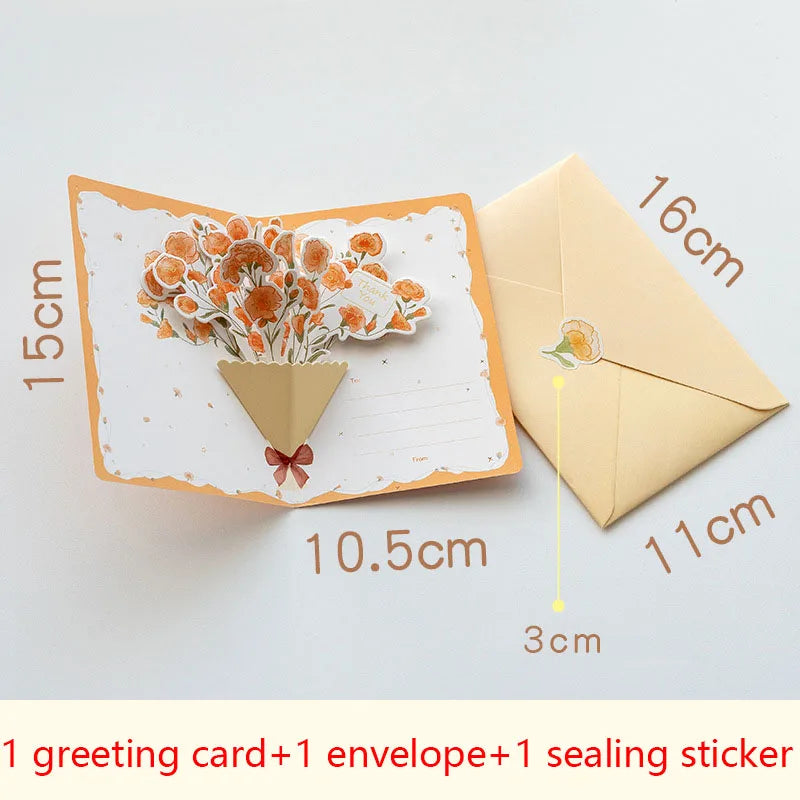 3D pop-up style creative minimalist greeting card original flower blessing card happy birthday party invitation letter gift