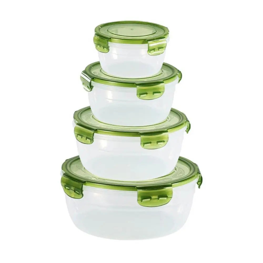 1/4Pcs Plastic Round Storage Box Safe Stackable Sealed Rectangular Food Containers with Lid Fresh-Keeping Box