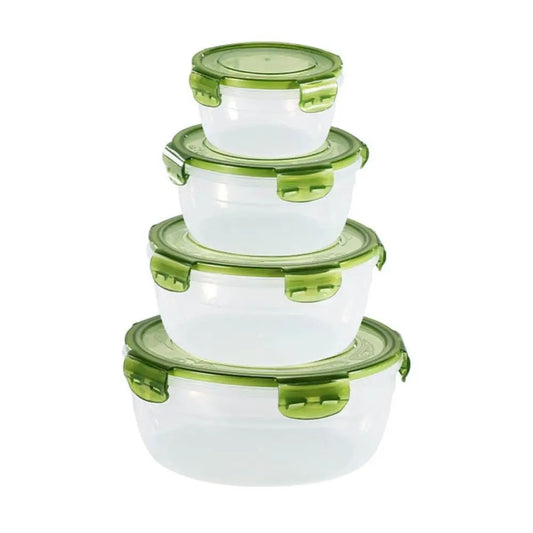 1/4Pcs Plastic Round Storage Box Safe Stackable Sealed Rectangular Food Containers with Lid Fresh-Keeping Box